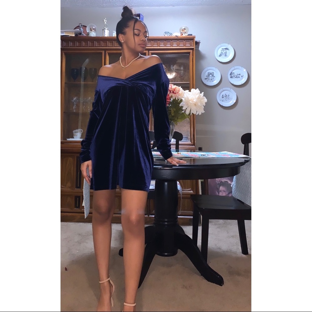 Dark Blue Velvet Dress